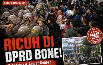 Aksi Mahasiswa Ricuh ! Saling Dorong Pecah di Gerbang DPRD Bone